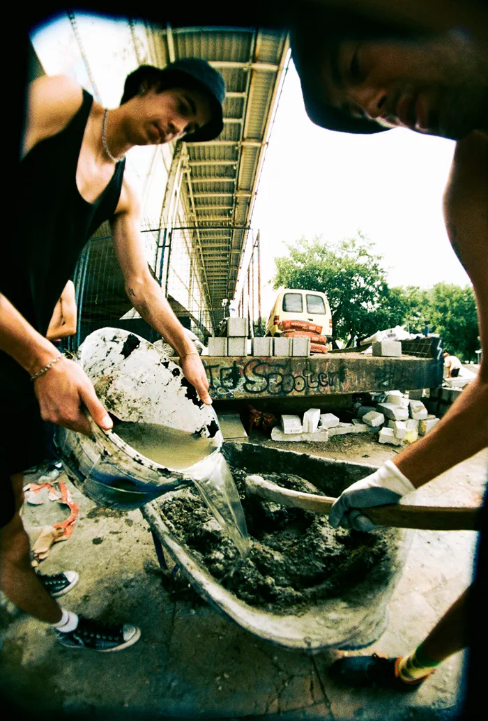 Skaters skating at the DIY spot in Belgrade