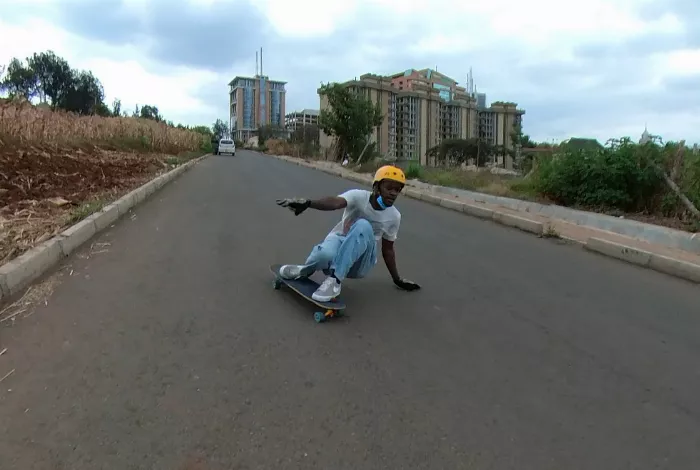 The board breaking traction and initiating the slide