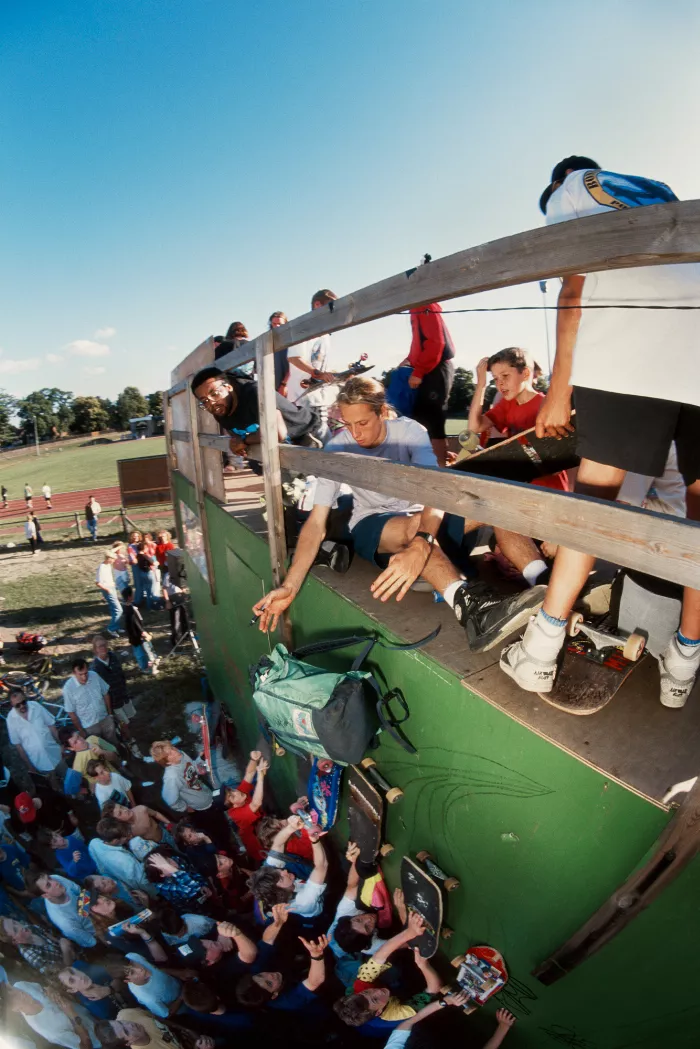 Tony Hawk and fans, UK, 1990