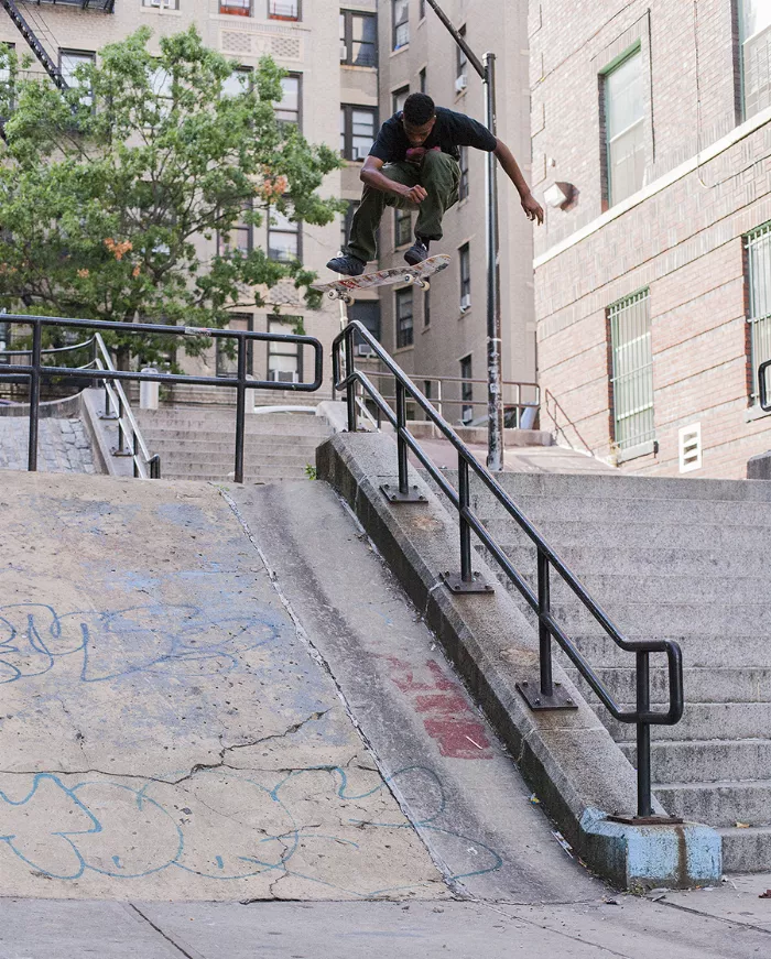 Tyshawn performs a switch frontside flip