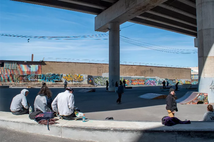 View of K Bridge Park, showing its skate-friendly design